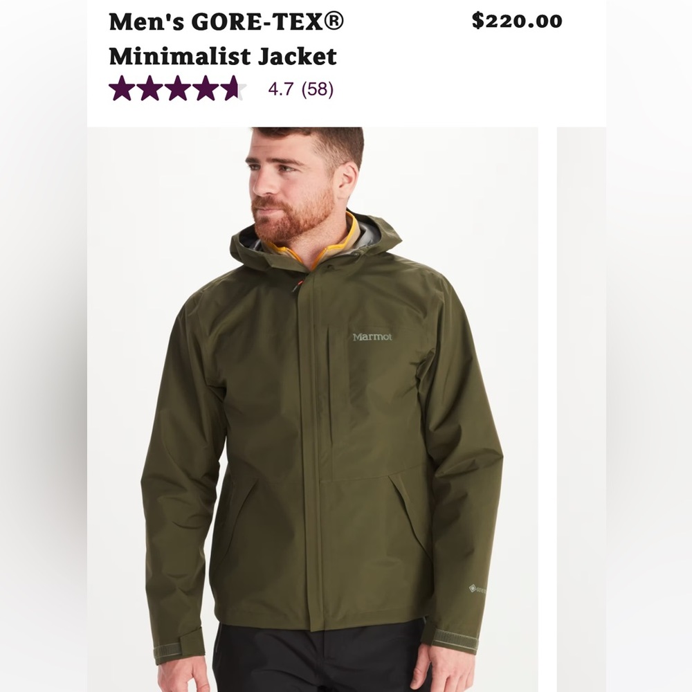 Brand New Marmot Men’s Minimalist GoreTex Jacket